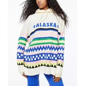 H&M Divided Women's Cream Patterned Oversized Jacquard Knit Jumper Size XS